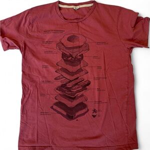 Red Graphic T-Shirt – “Anatomy of a Francesinha” | Porto, Portugal | Size M